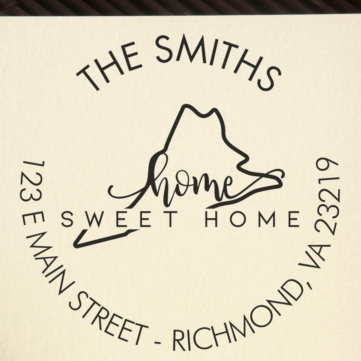 Wooden Handle Round Home Sweet Home for Virginia Customized Home Address For Envelopes Rubber Stamp