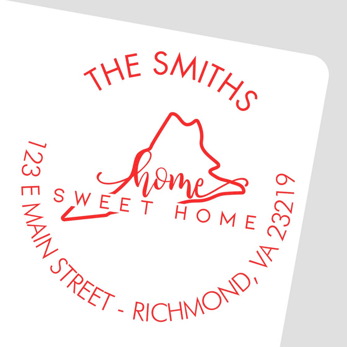 Self-Inking Round Home Sweet Home for Virginia Customizable Mail Address Stamper