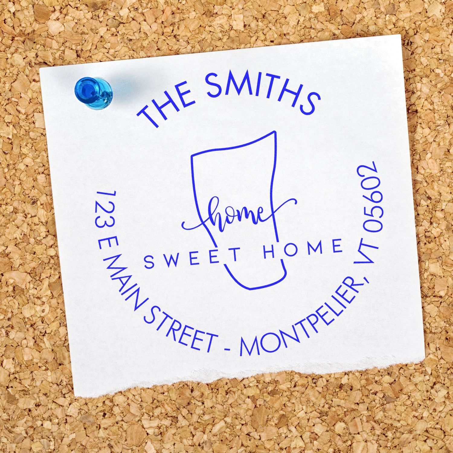 Wooden Handle Round Home Sweet Home for Vermont Customized Address Rubber Stamp