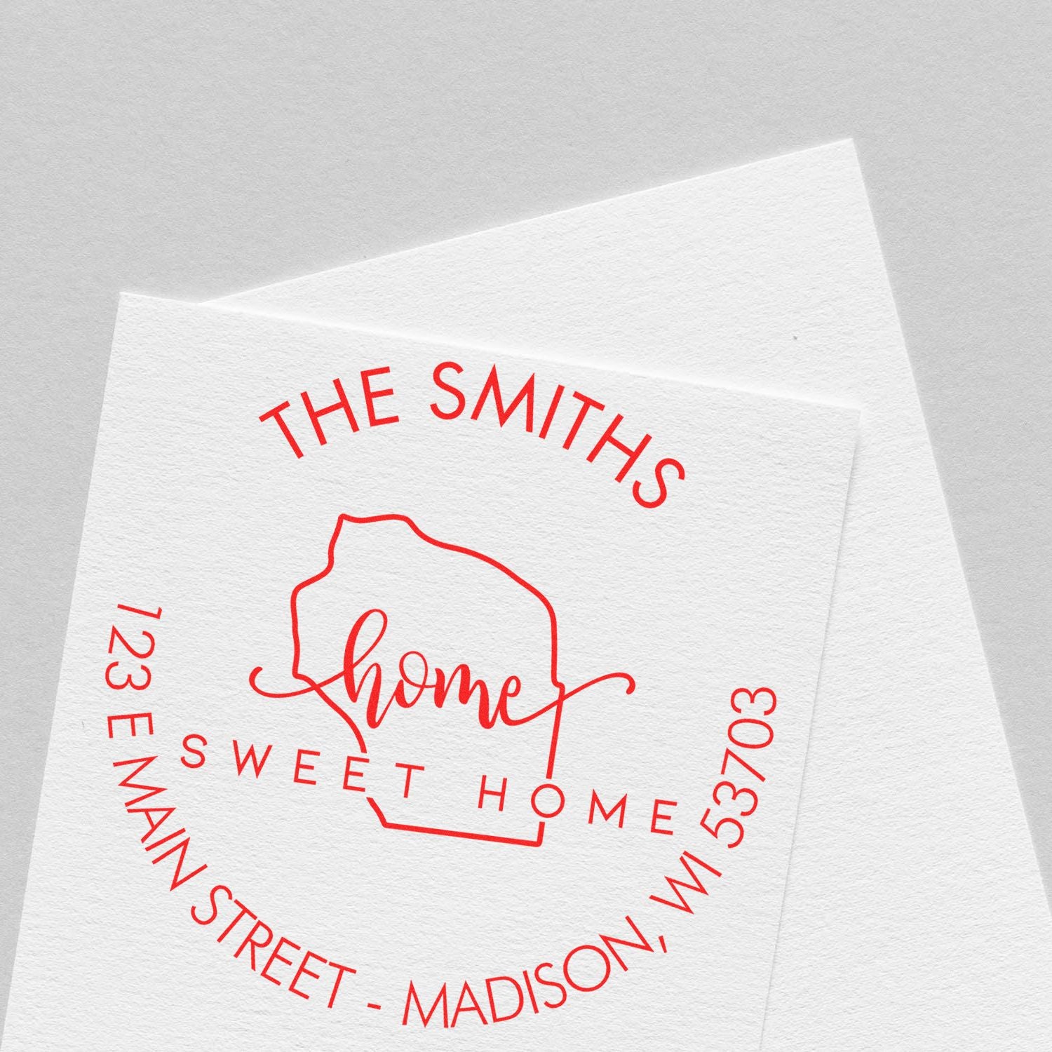 Round PSI Home Sweet Home for Wisconsin Custom Name and Address Stamp