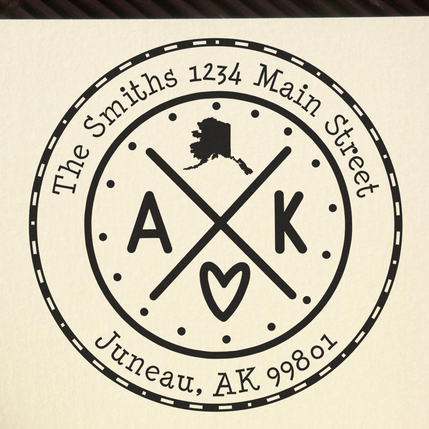 Slim Alaska State Cross Custom Address Label Stamp