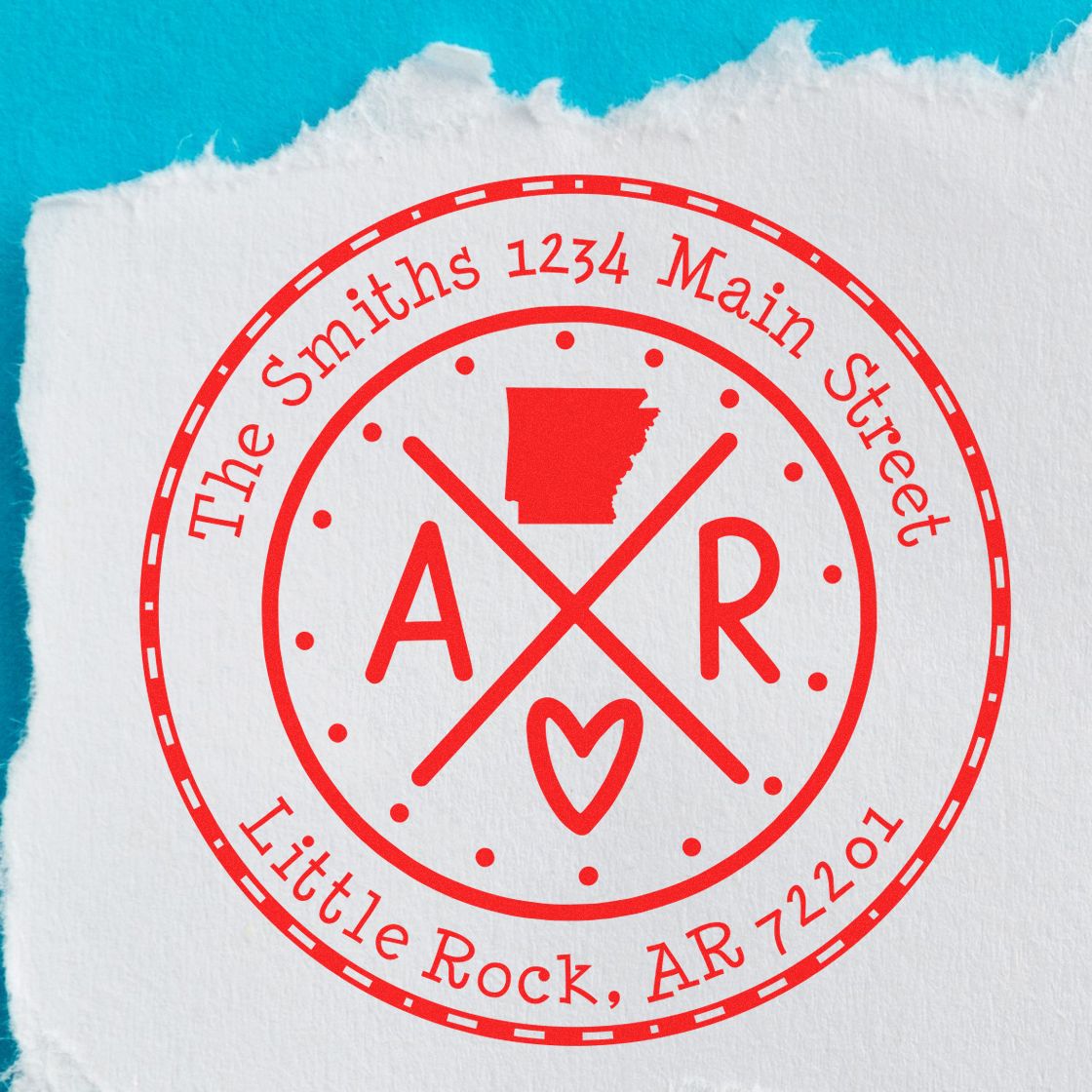 Round PSI Arkansas State Cross Custom New Home Address Stamp