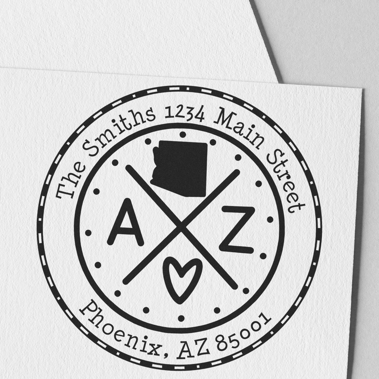 Slim Arizona State Cross Custom Address Label Pre-Inked Stamp