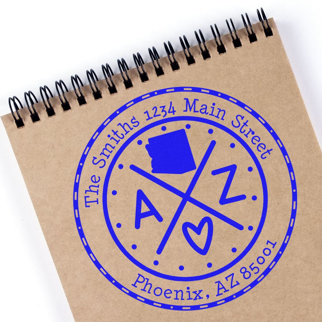 Wooden Handle Round Arizona State Cross Customized Mail Address Rubber Stamp