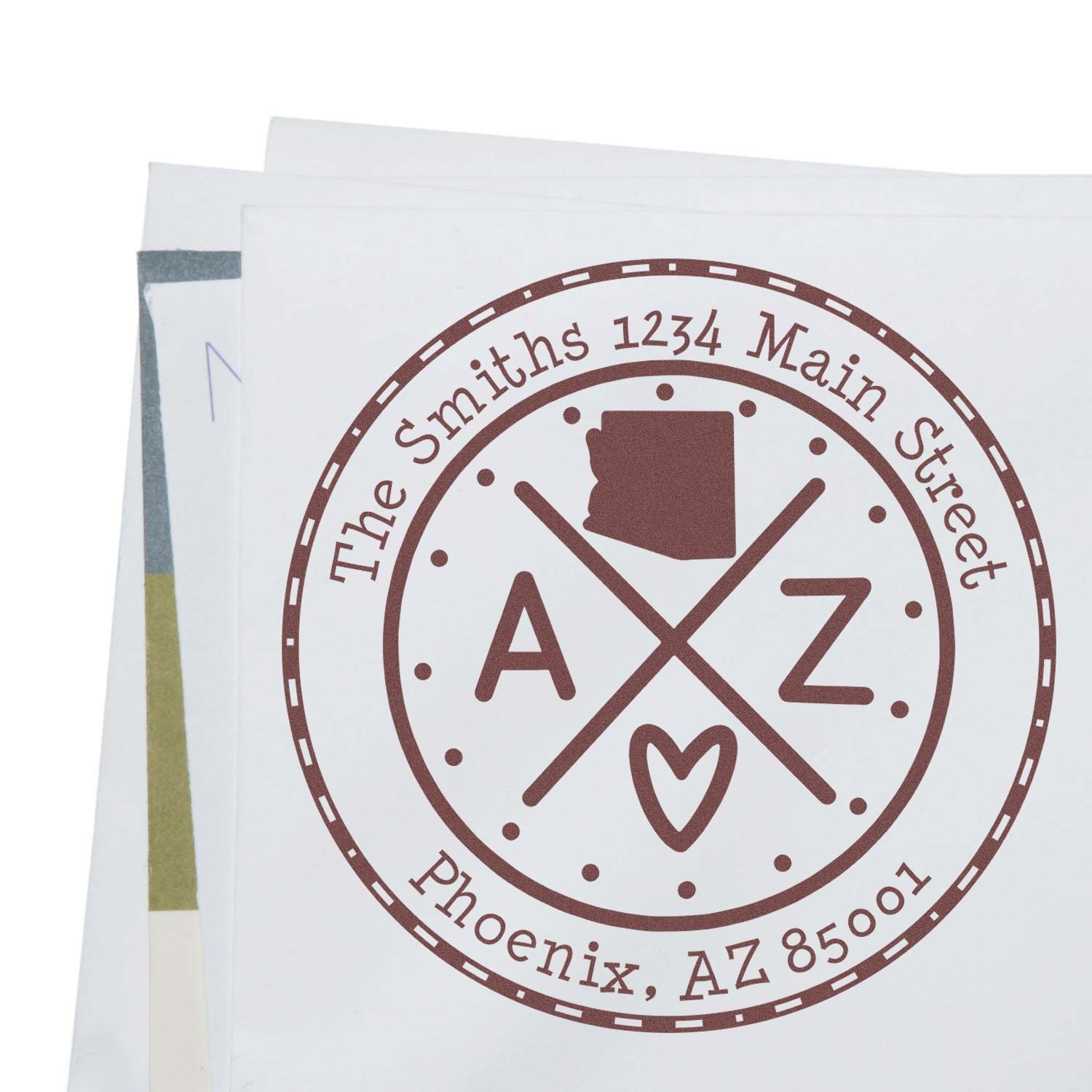 Wooden Handle Round Arizona State Cross Customized Mail Address Rubber Stamp