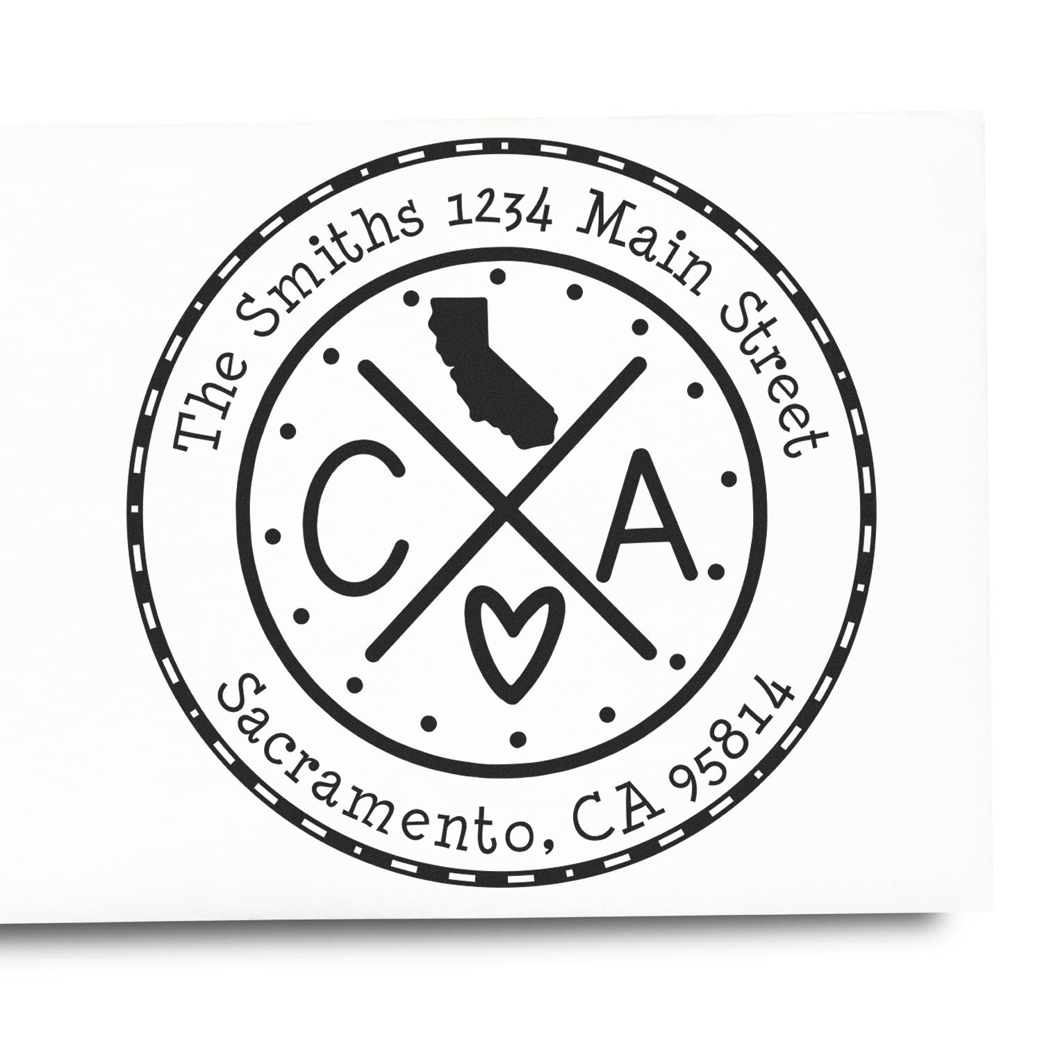 Wooden Handle Round California State Cross Customized Mail Stamp