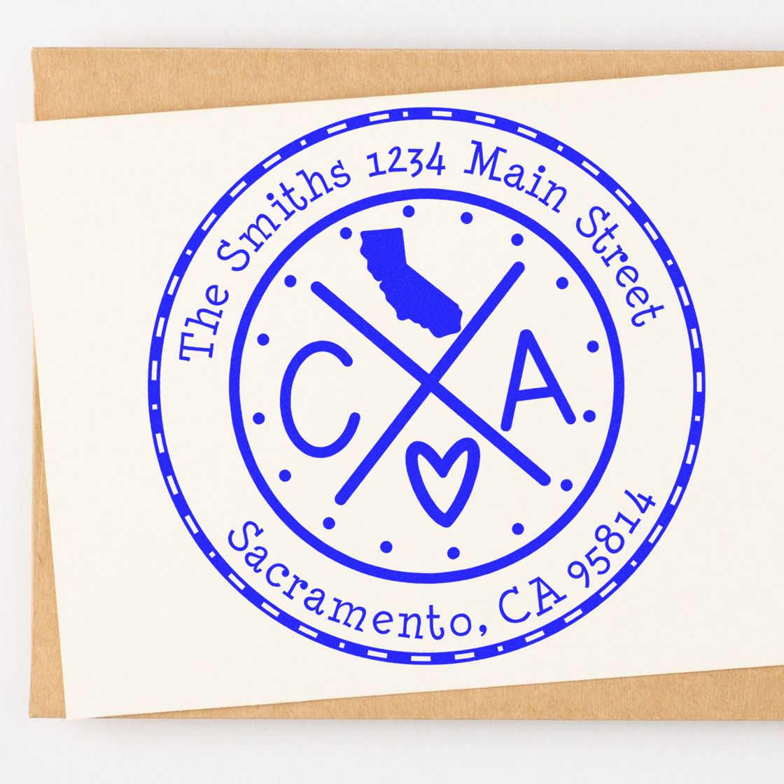 Wooden Handle Round California State Cross Customized Mail Stamp