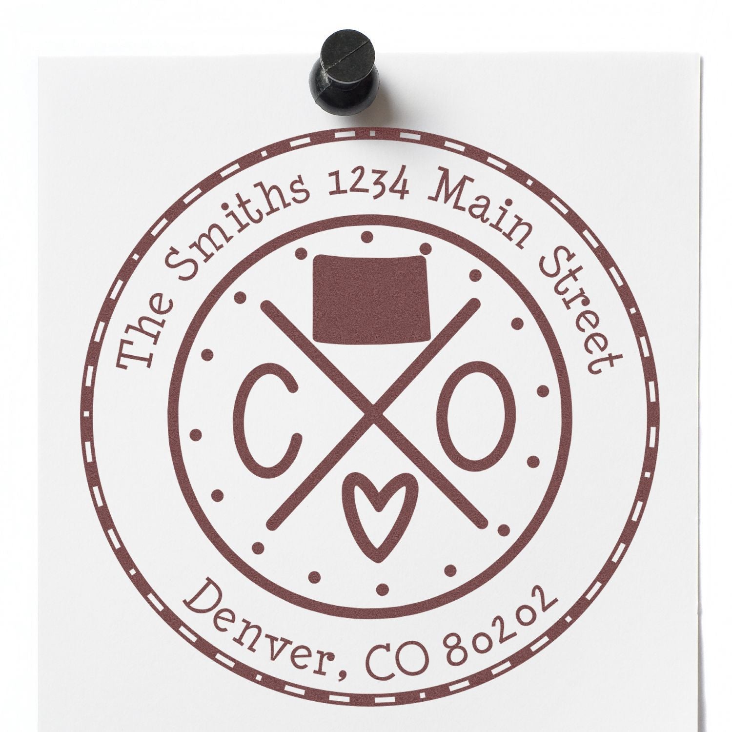 Round PSI Colorado State Cross Custom Return Address Pre-Inked Stamp