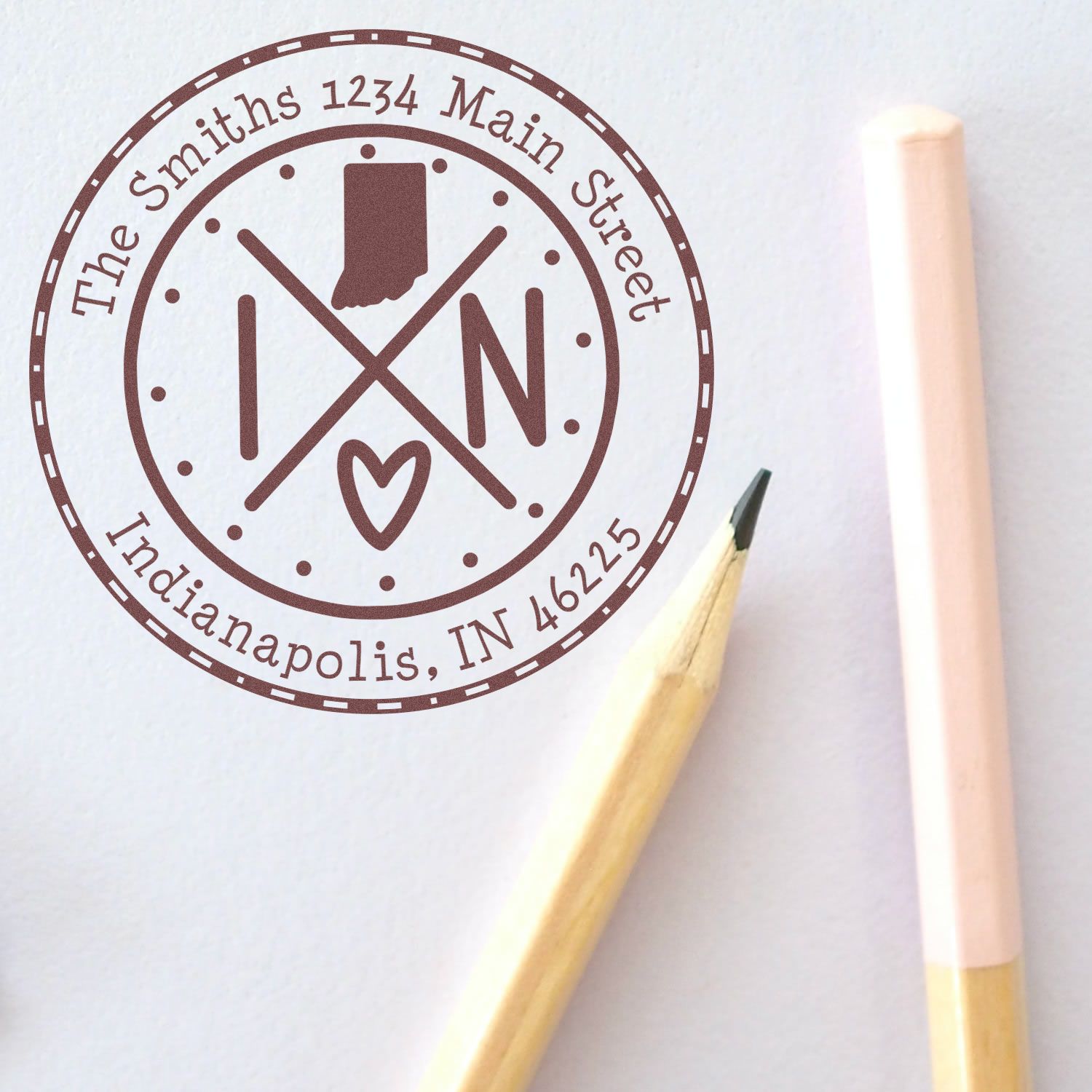 Slim Indiana State Cross Custom Home Address Stamp