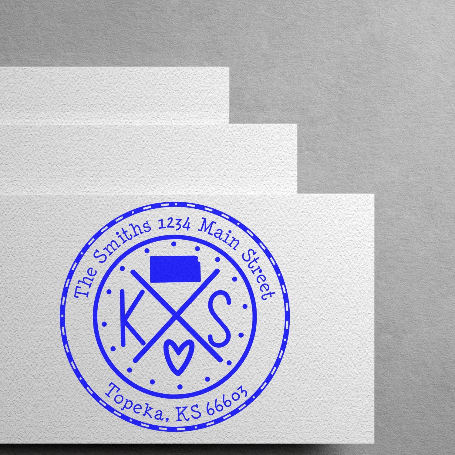 Slim Kansas State Cross Custom Mail Address Pre-Inked Stamp