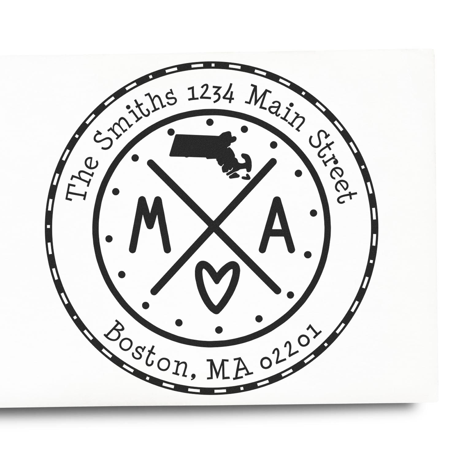 Wooden Handle Round Massachusetts State Cross Customized New Home Address Rubber Stamp