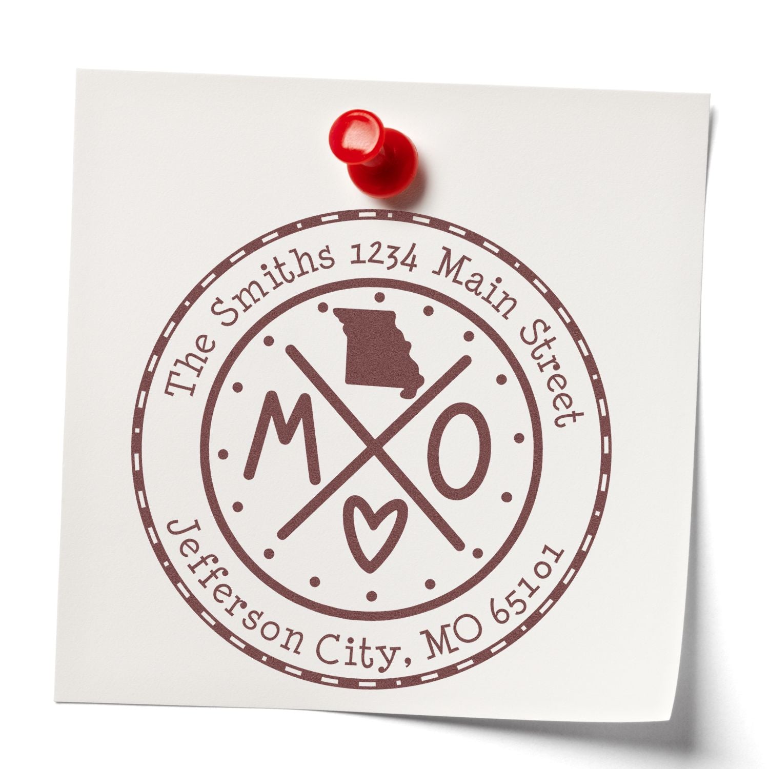 Wooden Handle Round Missouri State Cross Custom-Made Address Label Rubber Stamp