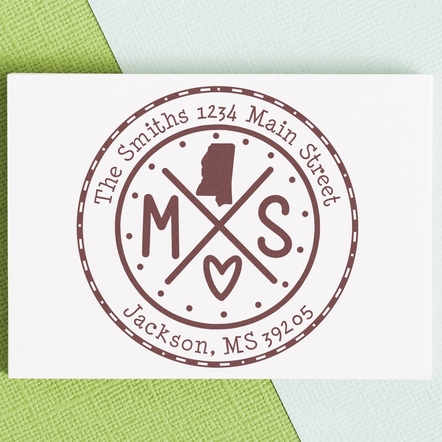 Round PSI Mississippi State Cross Customizable Mail Address Pre-Inked Stamp