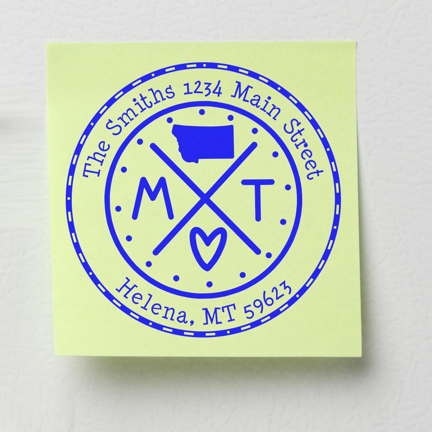 Self-Inking Round Montana State Cross Customized Home Address For Envelopes Rubber Stamp