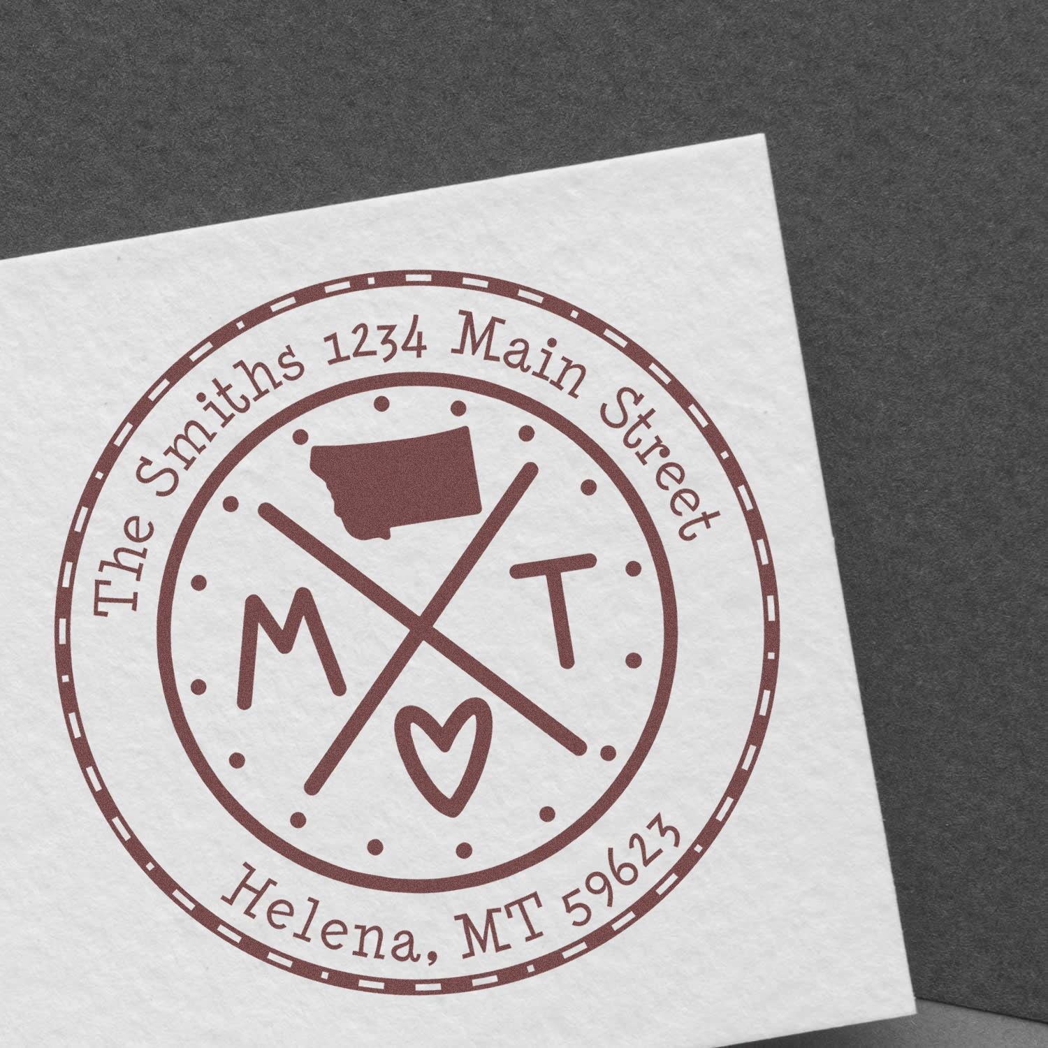 Self-Inking Round Montana State Cross Customized Home Address For Envelopes Rubber Stamp