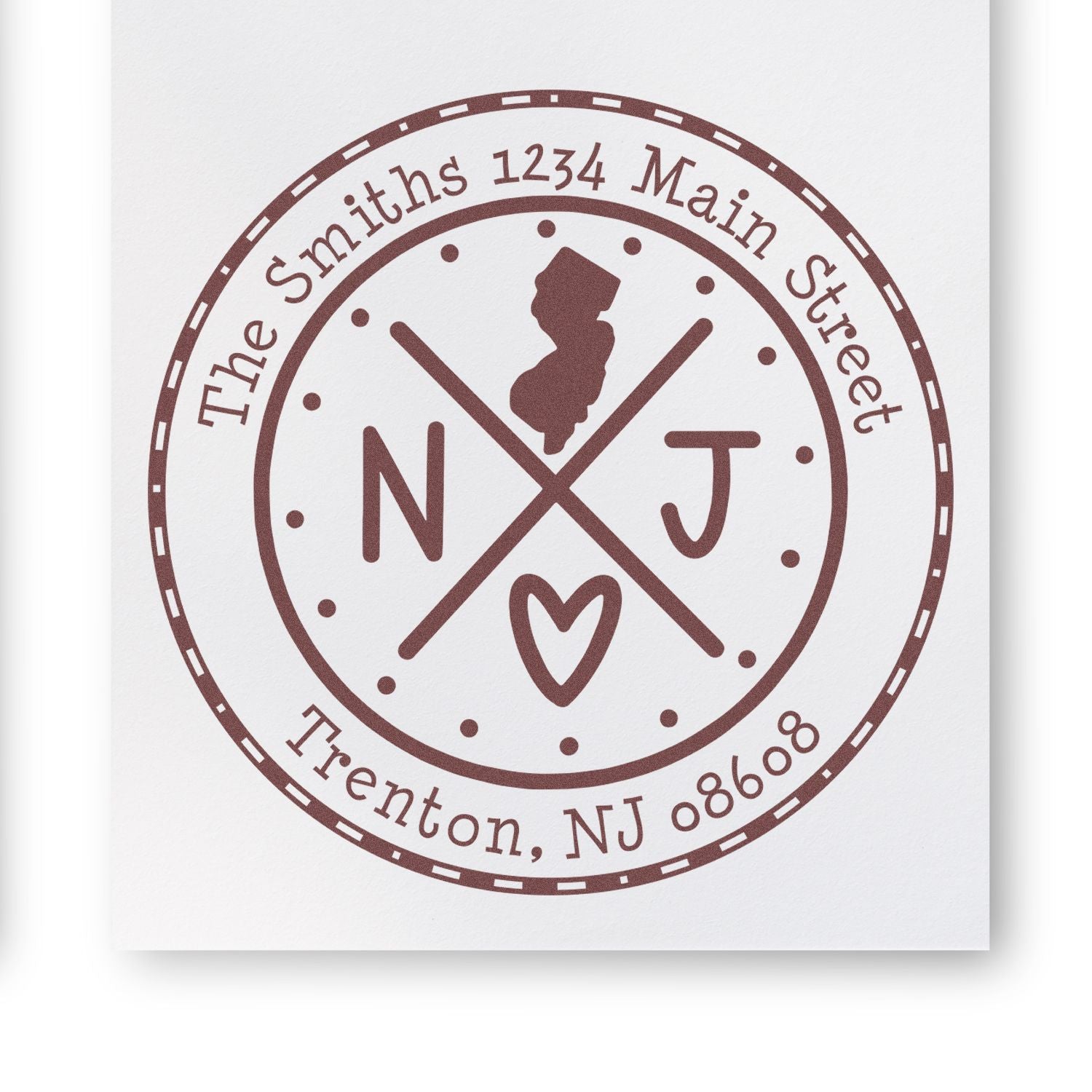 Round PSI New Jersey State Cross Customizable Mailing Address Pre-Inked Stamp