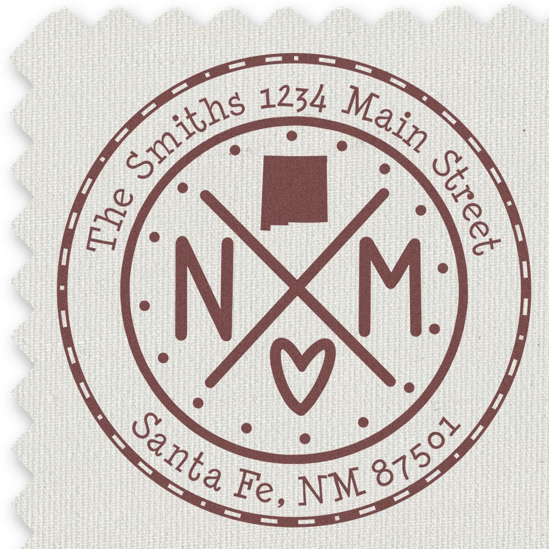 Round PSI New Mexico State Cross Customizable Mailing Address Stamp