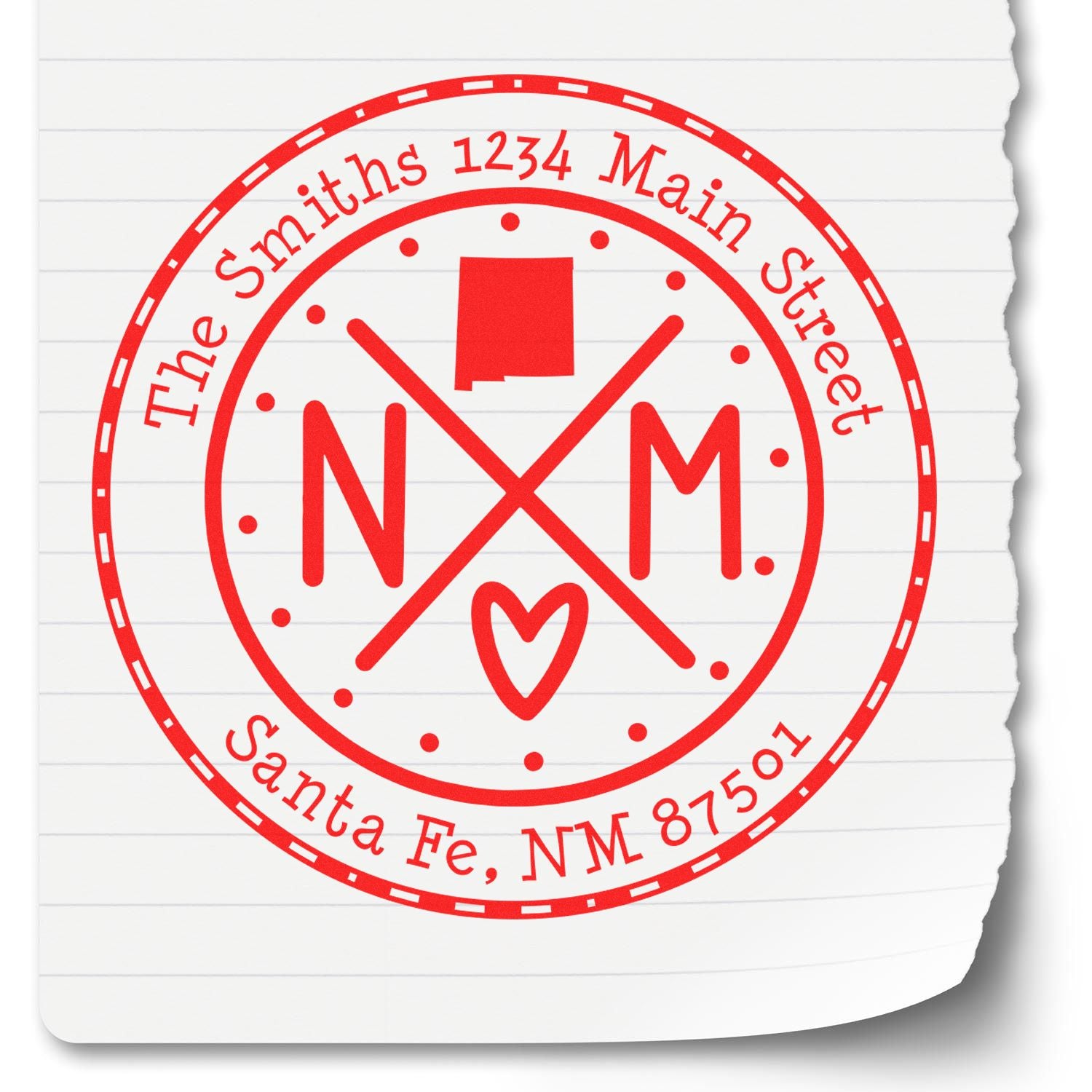 Round PSI New Mexico State Cross Customizable Mailing Address Stamp