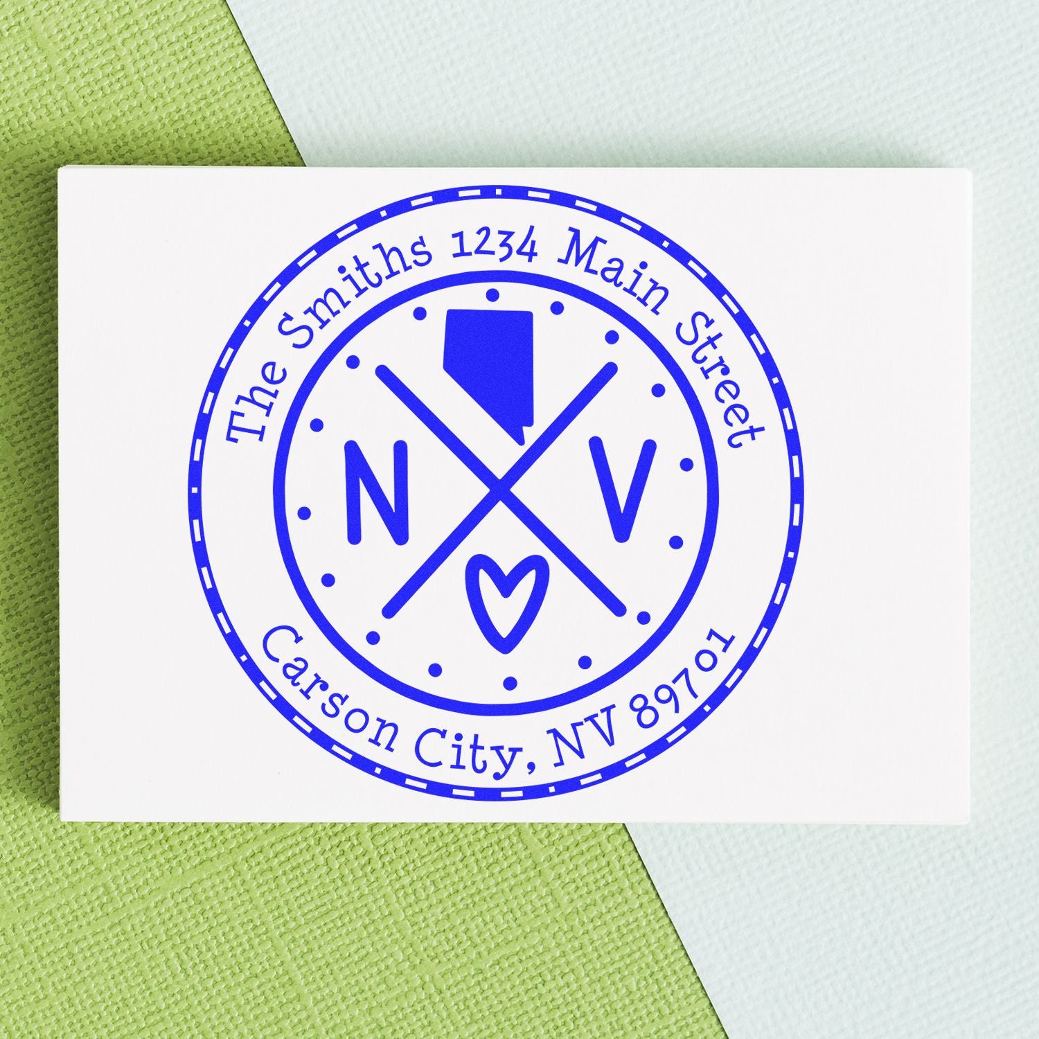 Round PSI Nevada State Cross Customizable Mail Stamp