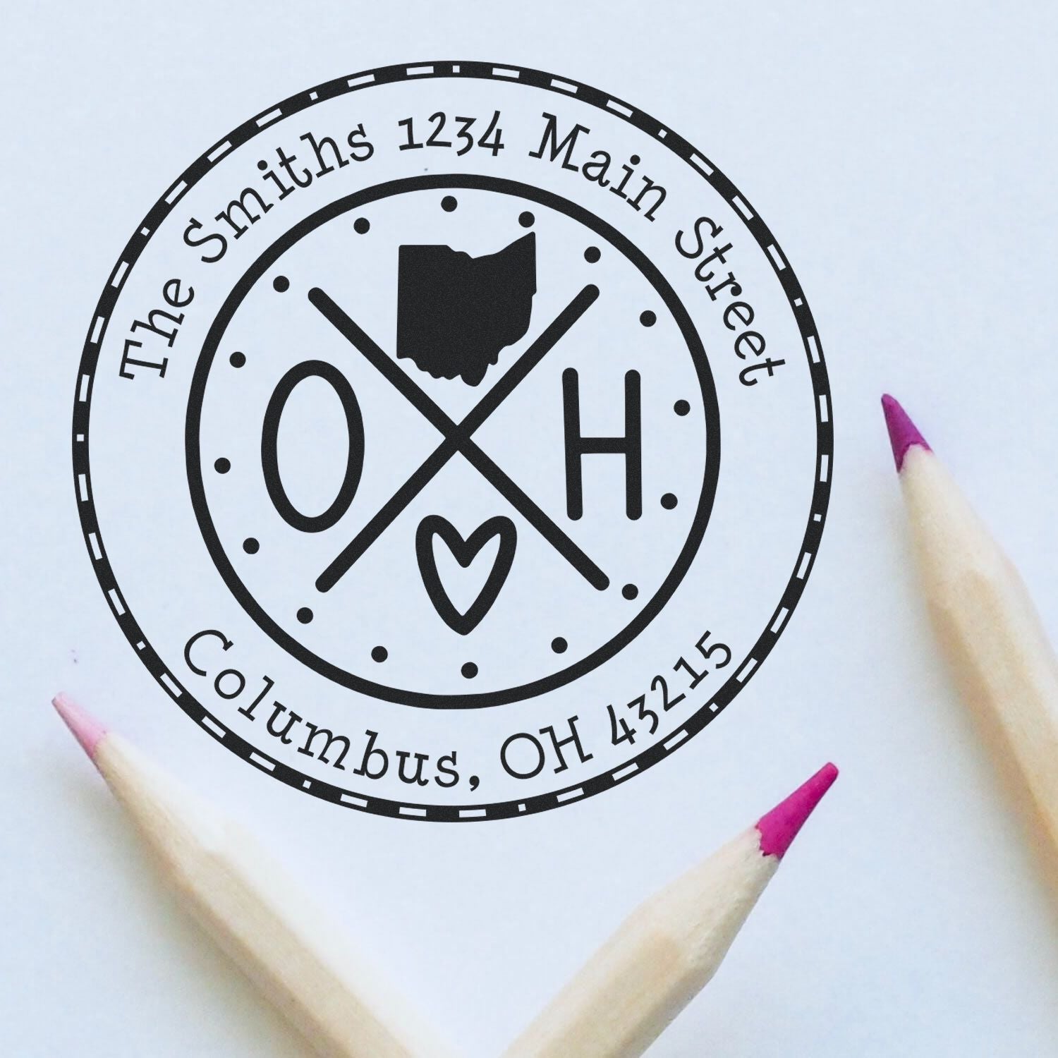 Slim Ohio State Cross Custom New Home Address Stamp