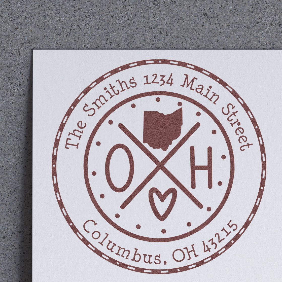 Wooden Handle Round Ohio State Cross Custom-Made Home Address For Envelopes Stamp