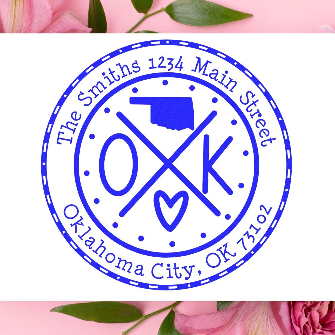 Self-Inking Round Oklahoma State Cross Customized Mail Stamp