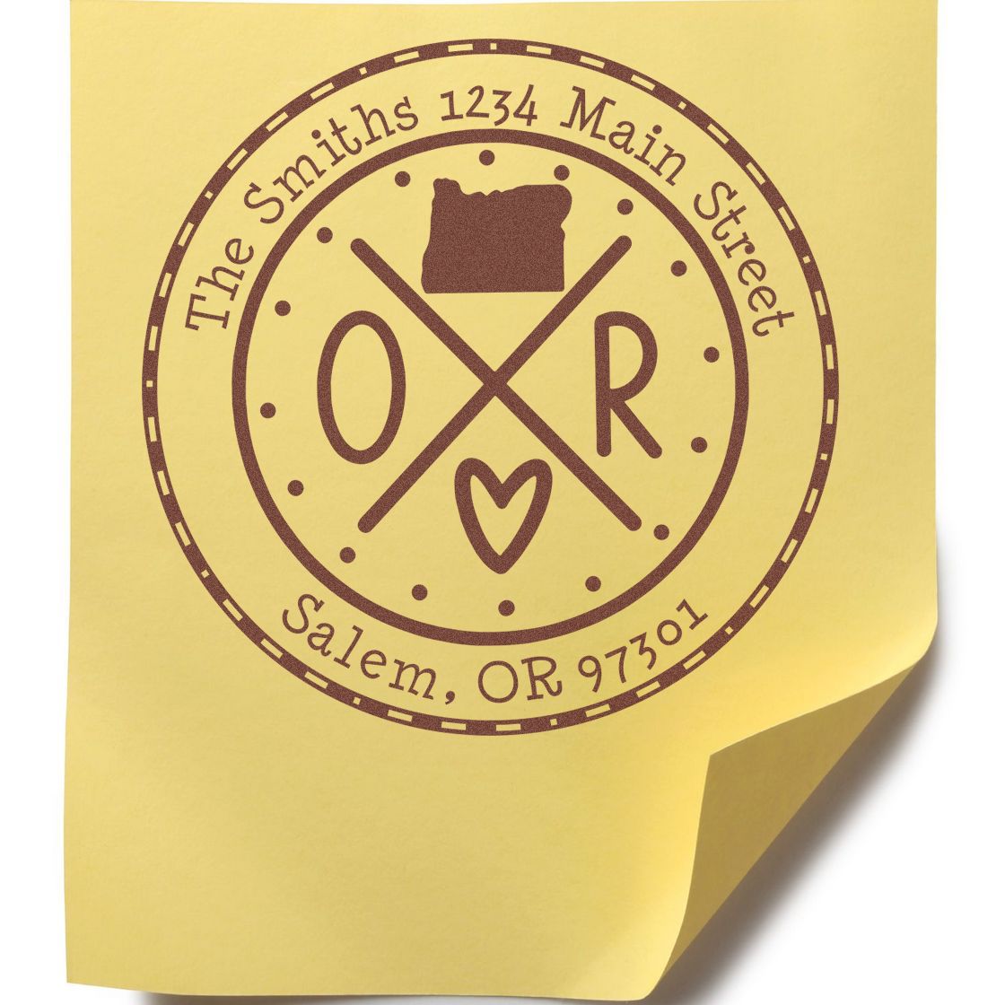 Wooden Handle Round Oregon State Cross Custom-Made Home Address Rubber Stamp