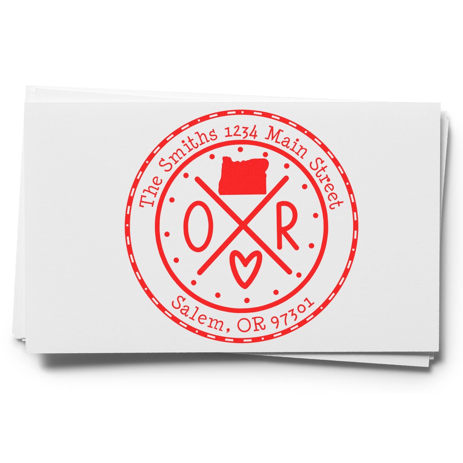 Round PSI Oregon State Cross Customizable Name and Address Stamp