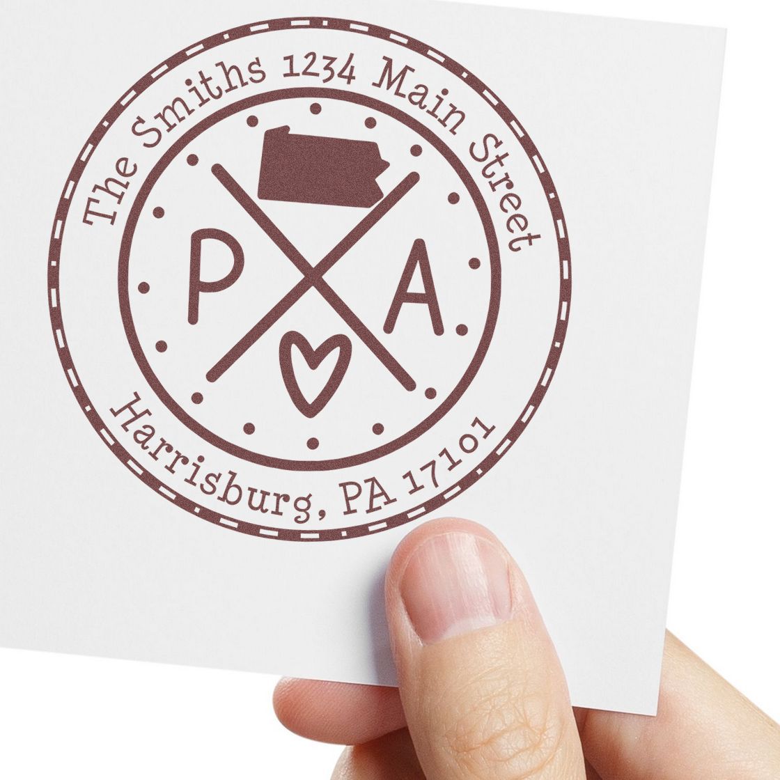 Self-Inking Round Pennsylvania State Cross Customized Mailing Address Rubber Stamp