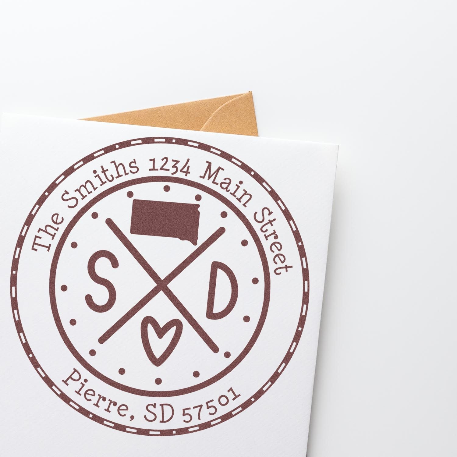 Slim South Dakota State Cross Customizable Address Label Stamp