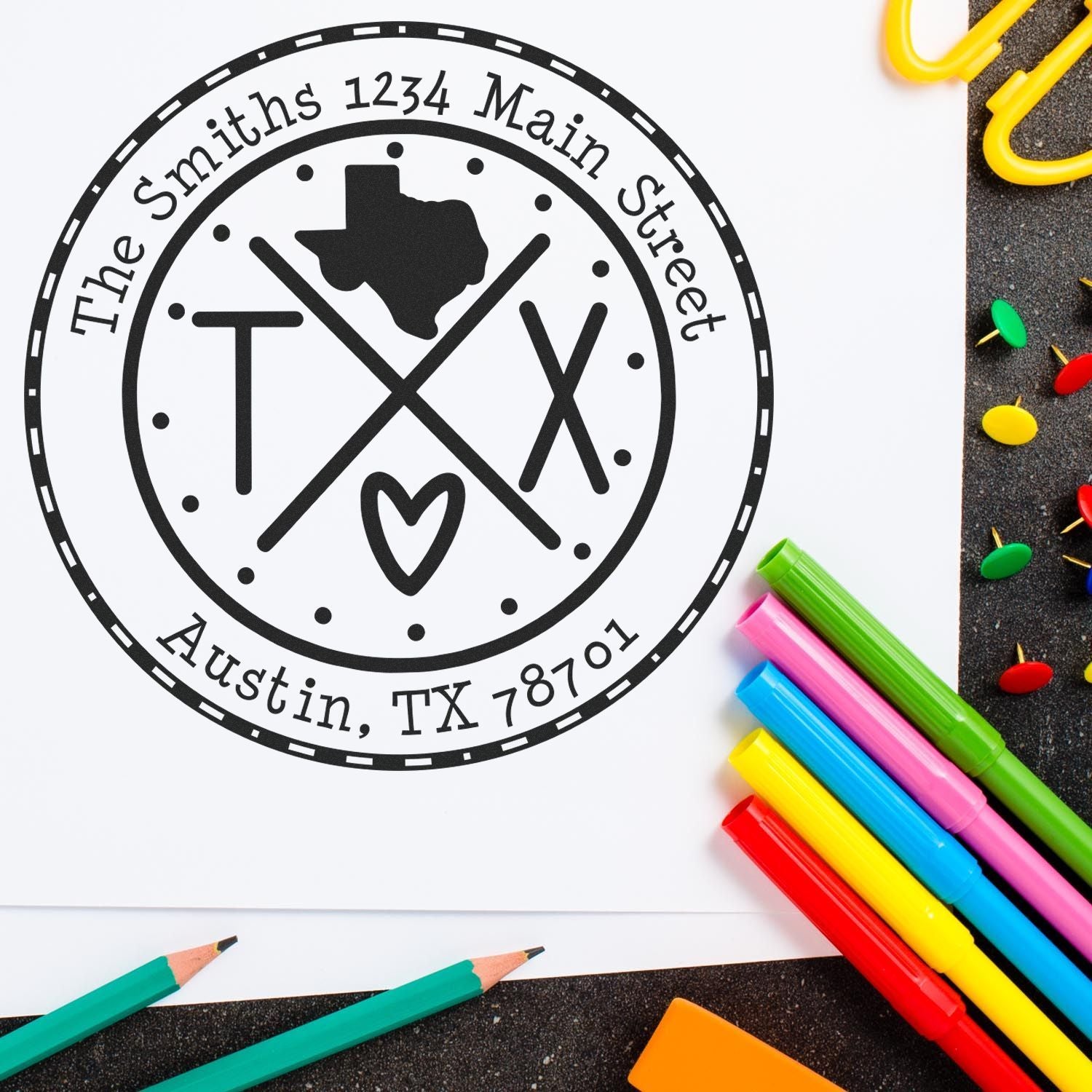 Slim Texas State Cross Customizable Address Return Pre-Inked Stamp