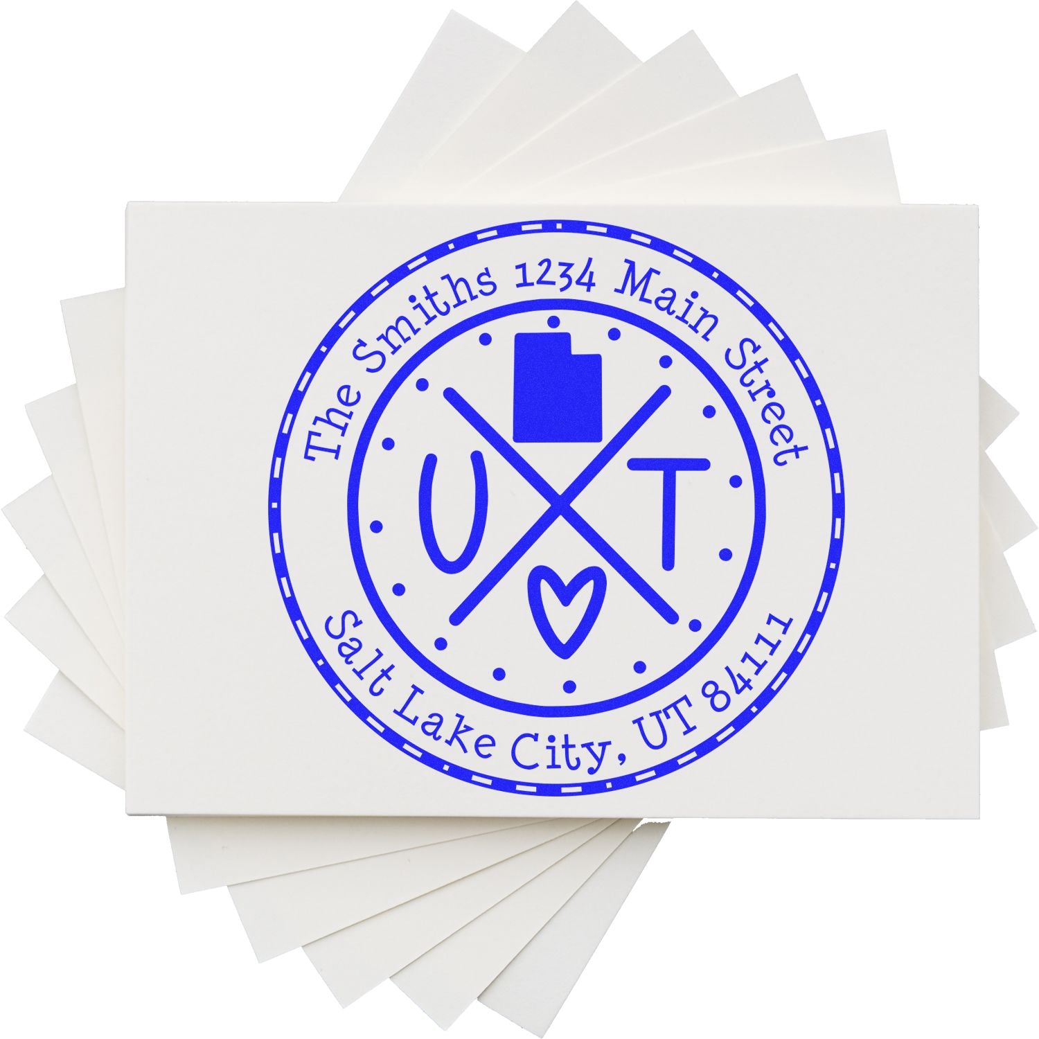 Wooden Handle Round Utah State Cross Custom-Made Mail Stamp