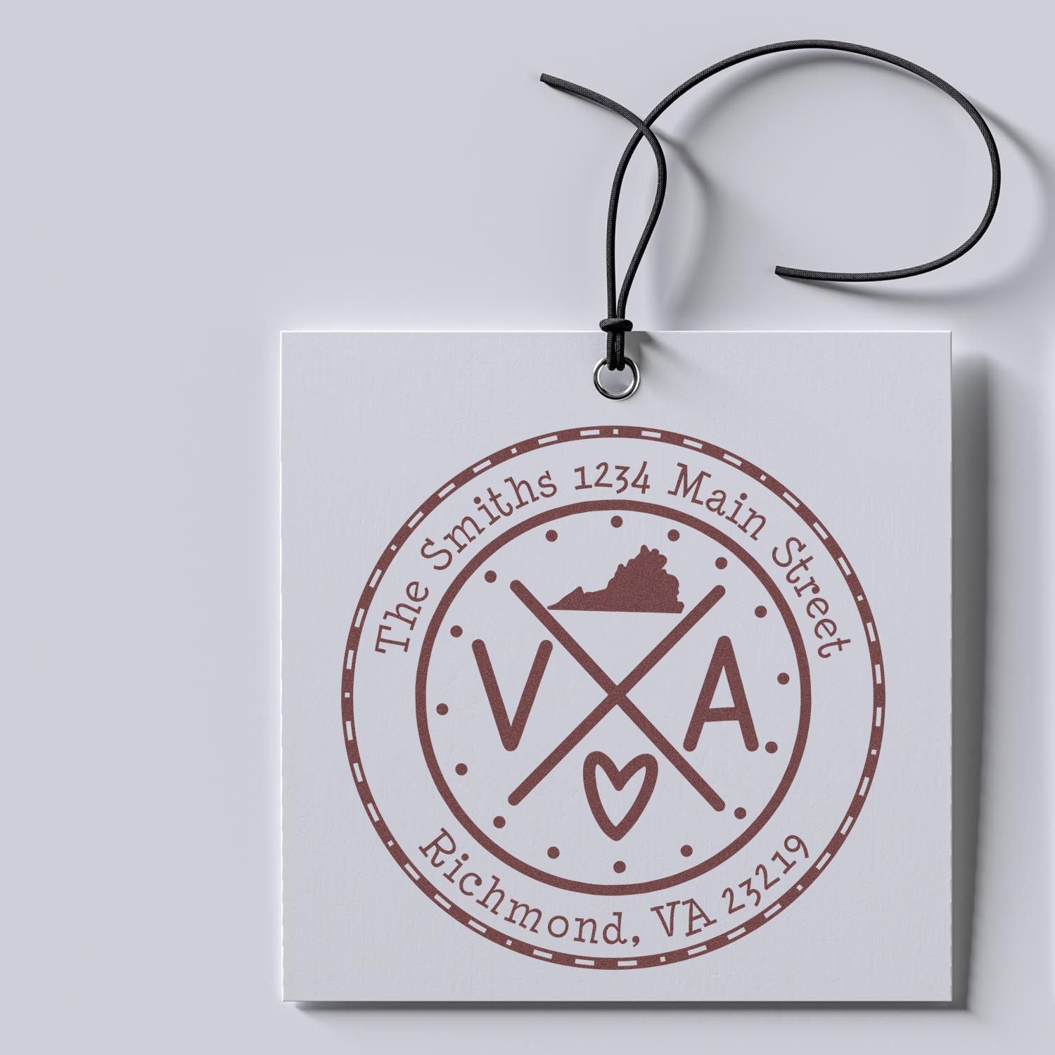 Round PSI Virginia State Cross Customizable Return Address Stamp