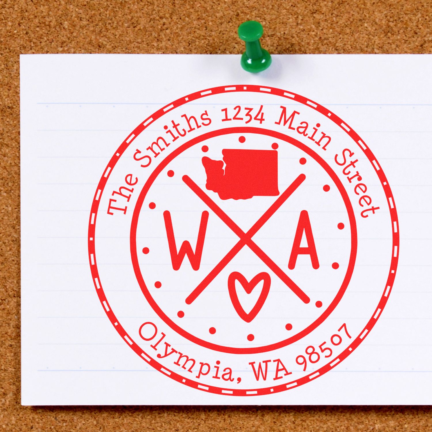 Slim Washington State Cross Customizable Address Stamp