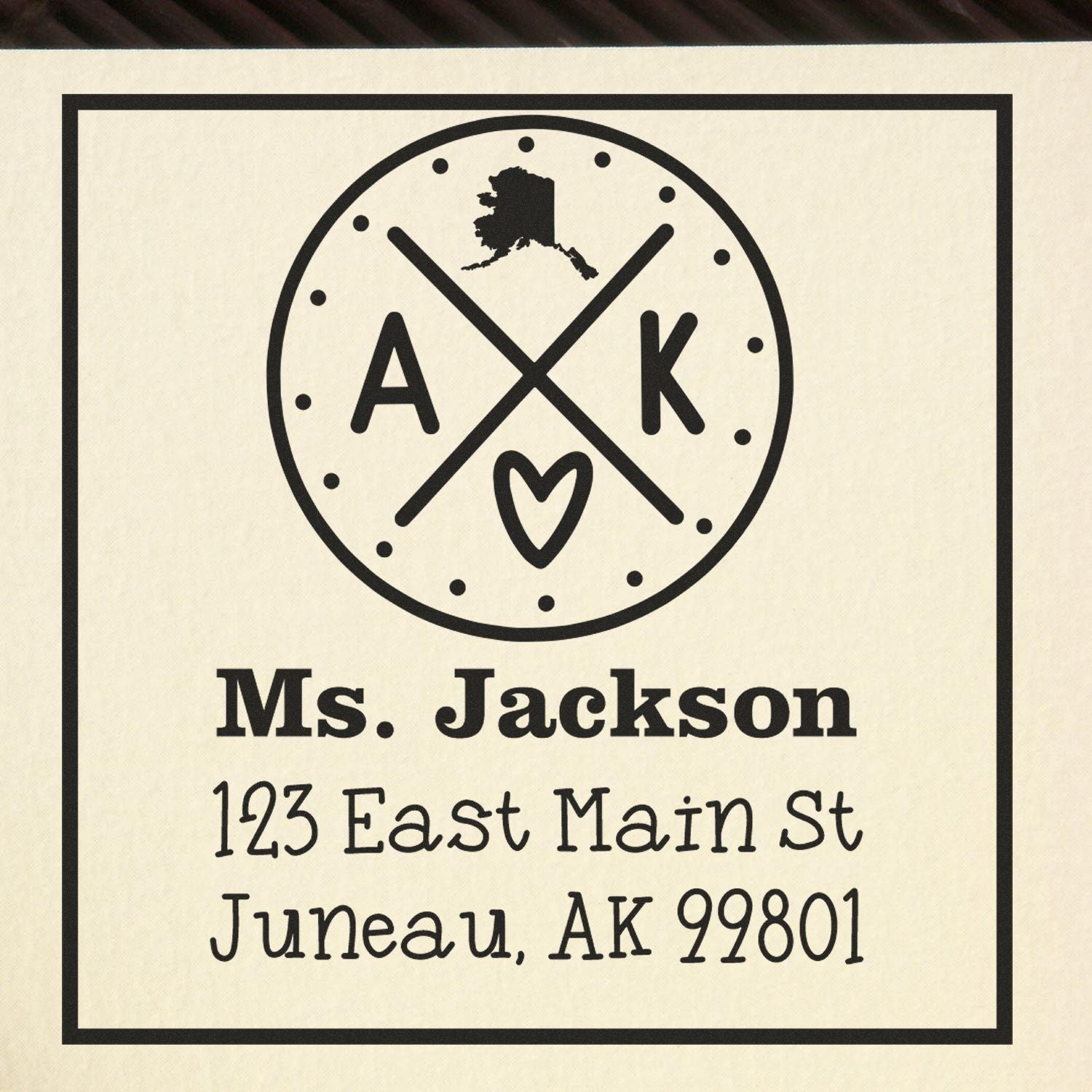 PSI Pre-Inked Alaska State Cross Customizable Address Rubber Stamp