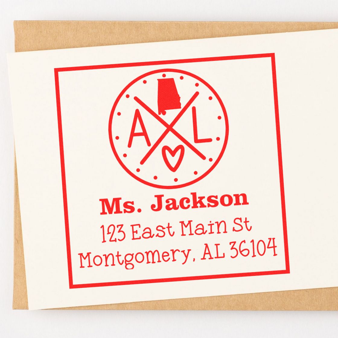 Wood Handle Alabama State Cross Customized Mailing Address Stamp