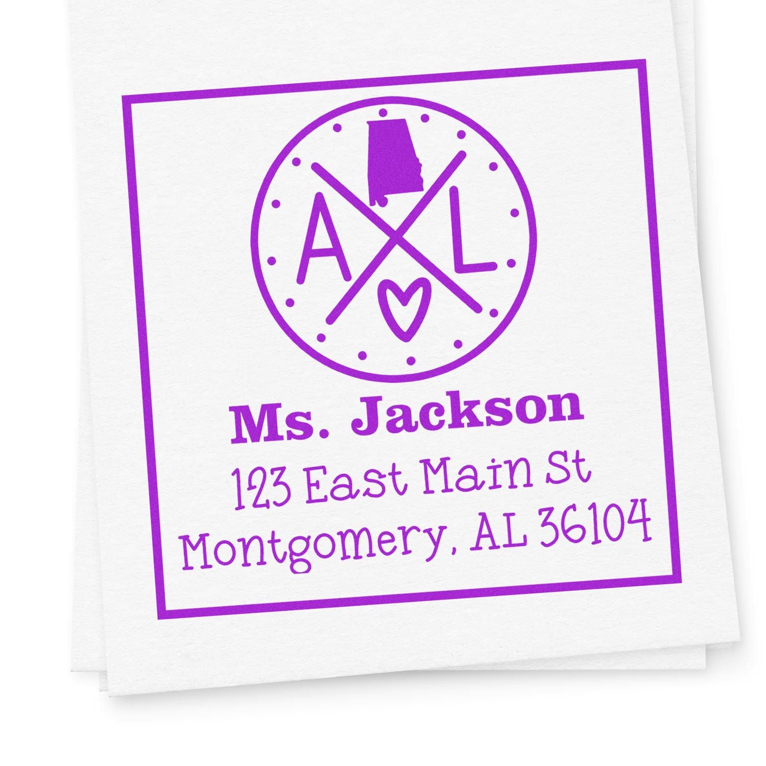 Wood Handle Alabama State Cross Customized Mailing Address Stamp