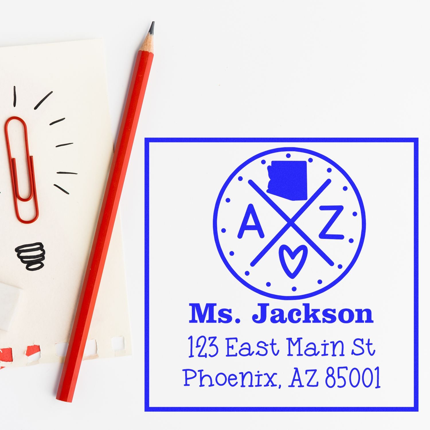 Wood Handle Arizona State Cross Customized Mailing Address Rubber Stamp