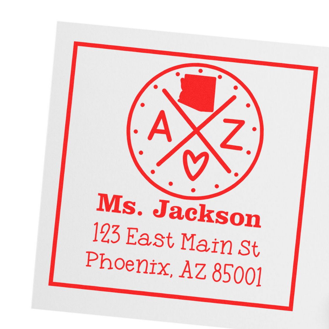 Wood Handle Arizona State Cross Customized Mailing Address Rubber Stamp