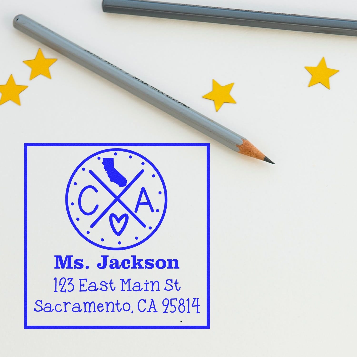 Self-Inking California State Cross Customized Address Label Stamp