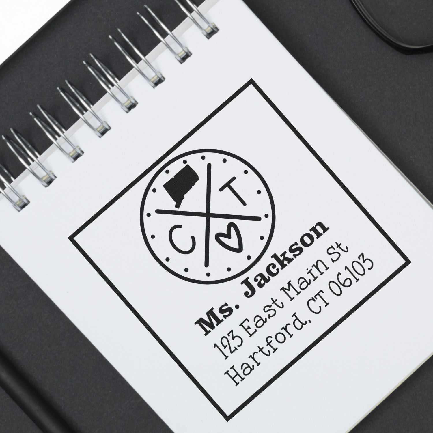 Slim Connecticut State Cross Customizable Home Address Stamp