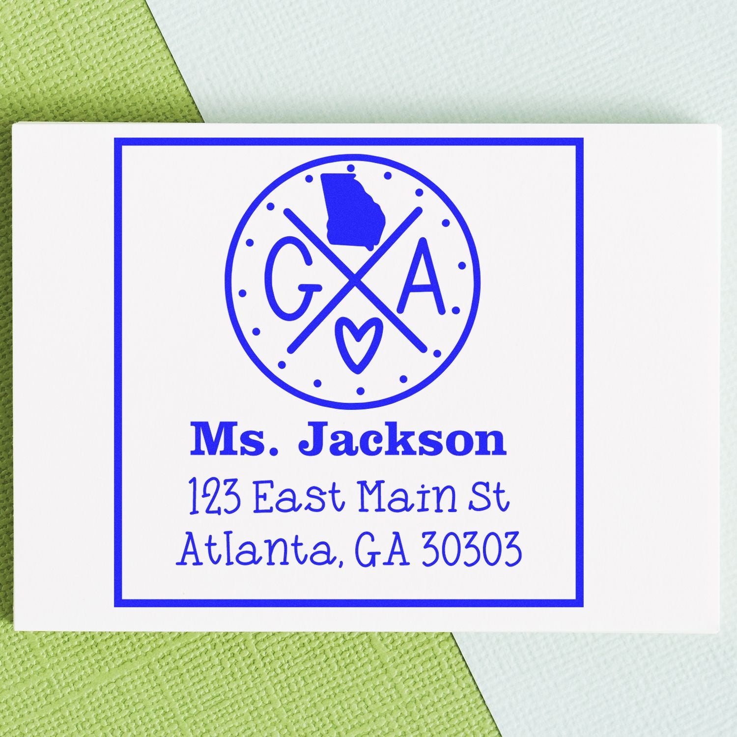 Self-Inking Georgia State Cross Customizable Address Rubber Stamp