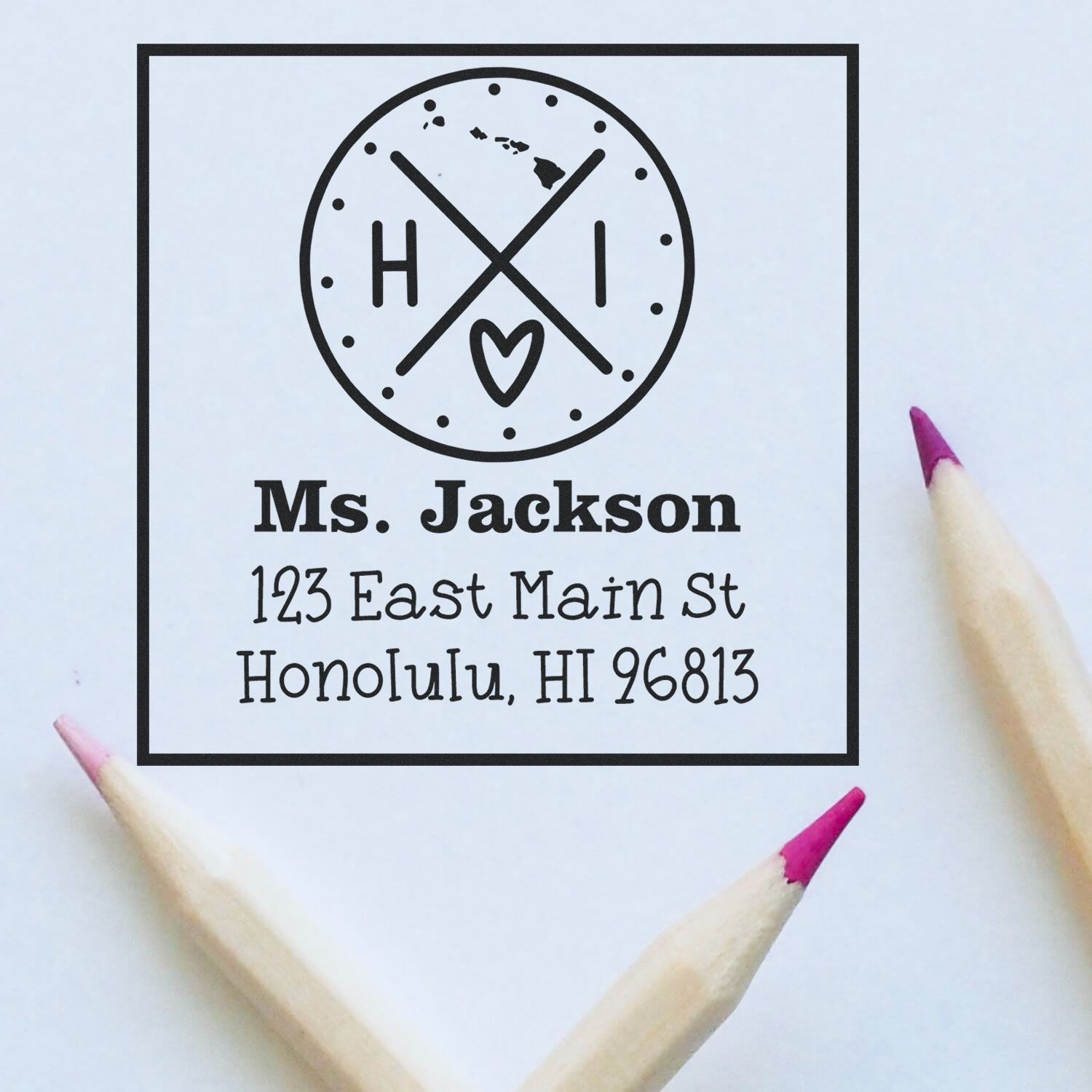 Self-Inking Hawaii State Cross Customizable Return Address Stamp