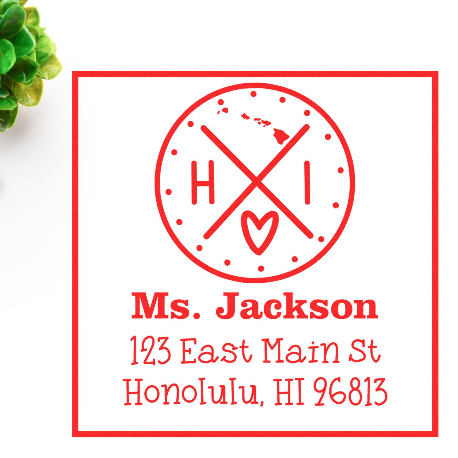 Self-Inking Hawaii State Cross Customizable Return Address Stamp