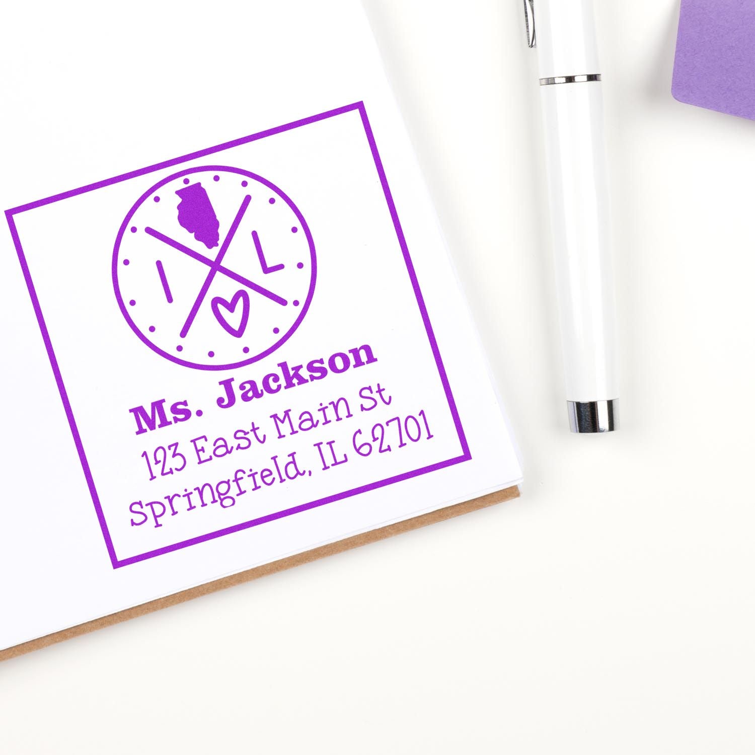 Self-Inking Illinois State Cross Customizable Return Address Rubber Stamp