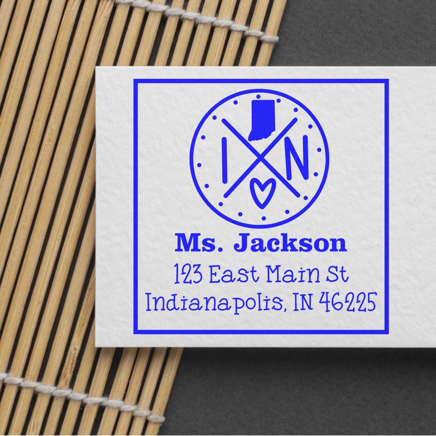 PSI Pre-Inked Indiana State Cross Customizable Mail Rubber Stamp