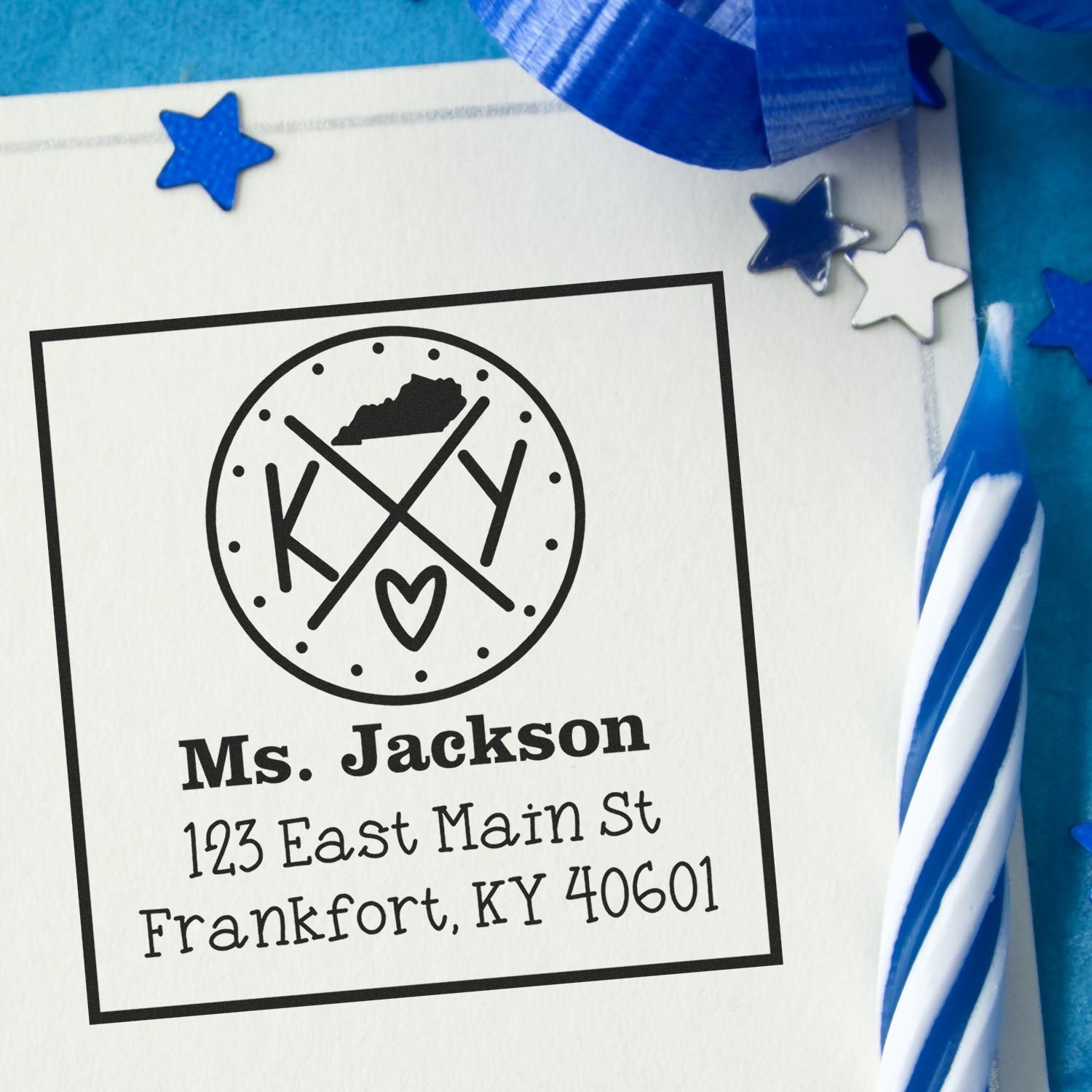 Self-Inking Kentucky State Cross Customizable Mailing Stamp