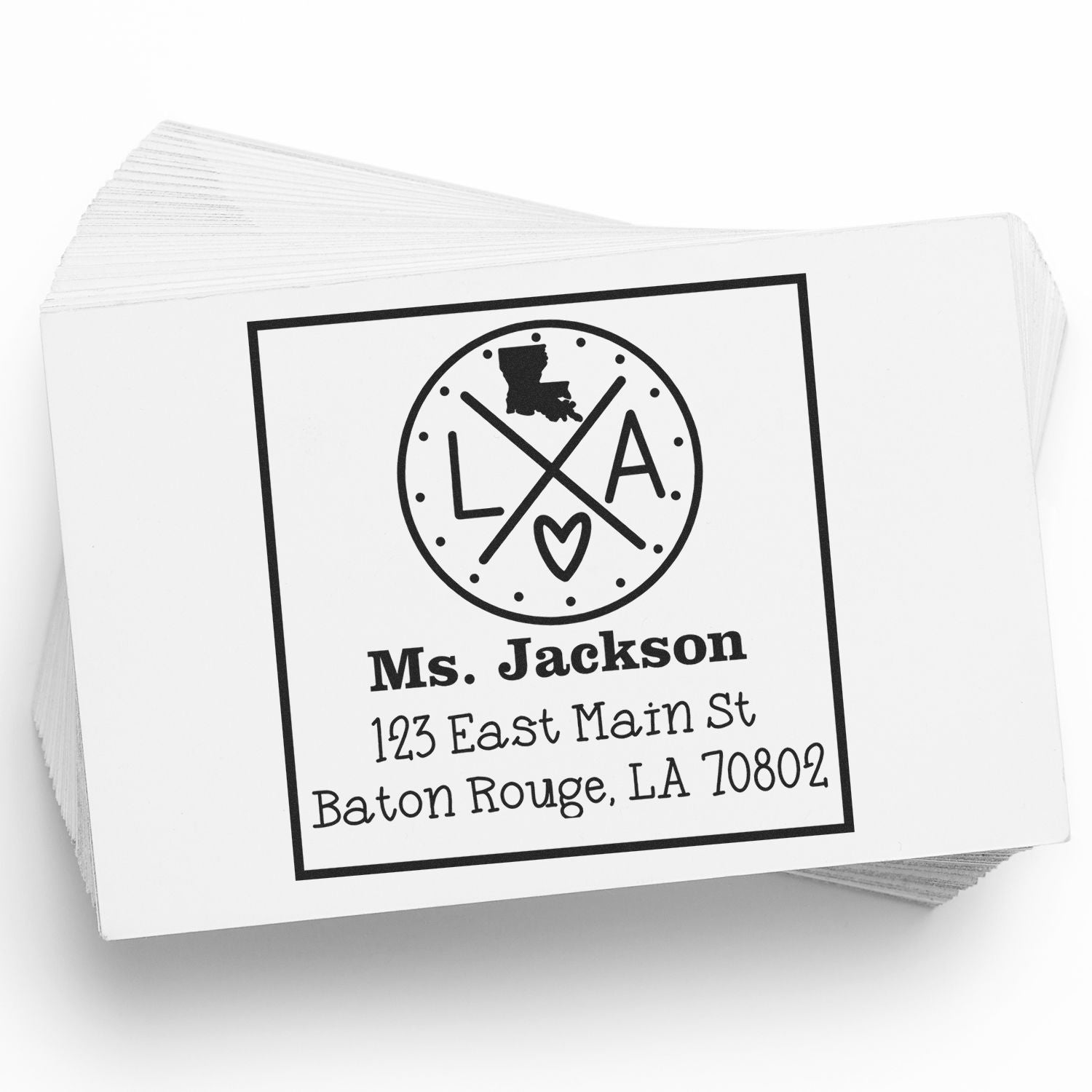 Wood Handle Louisiana State Cross Customizable Address Rubber Stamp