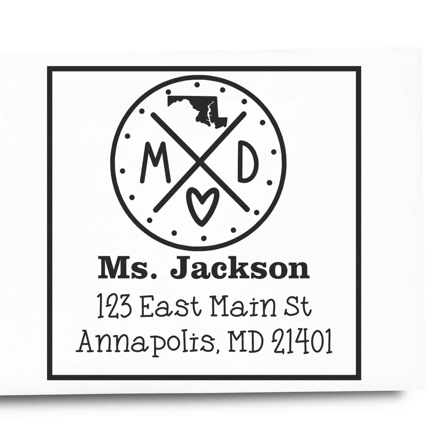 PSI Pre-Inked Maryland State Cross Customizable New Home Address Rubber Stamp