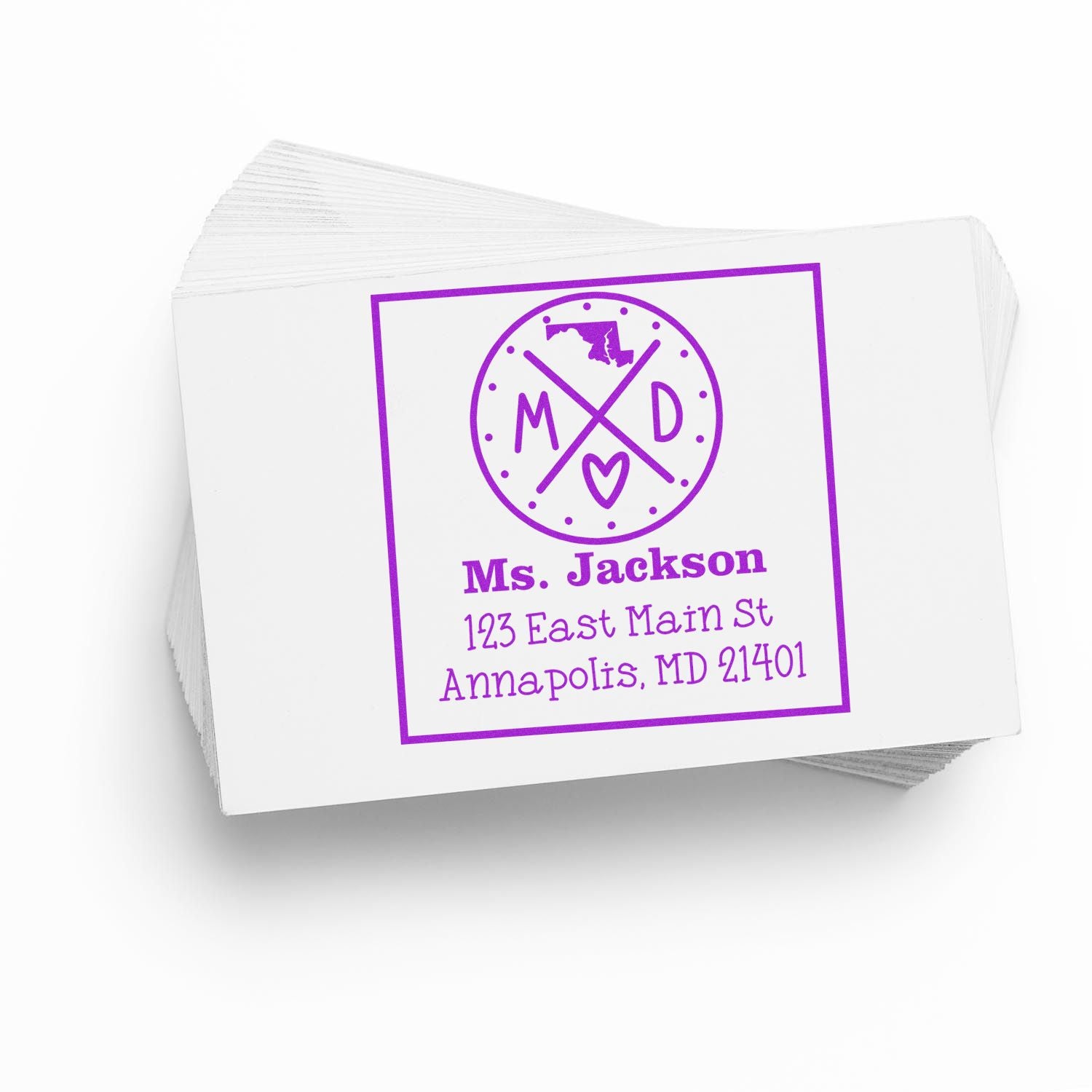 Slim Maryland State Cross Customizable Mail Address Stamper